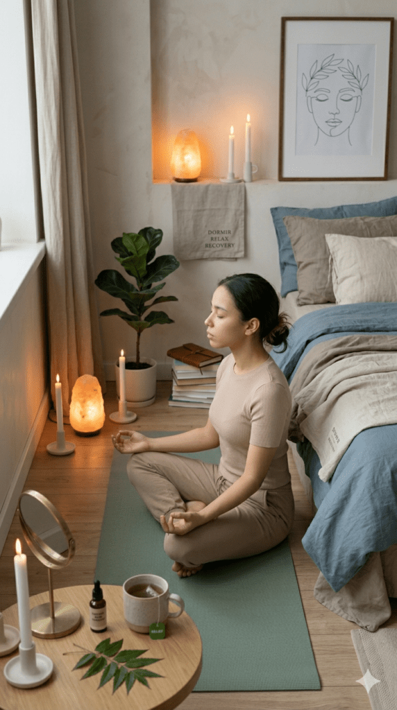 Woman following a routine to remove acne naturally