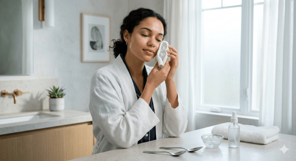 Cold compress treatment to reduce dark circles fast