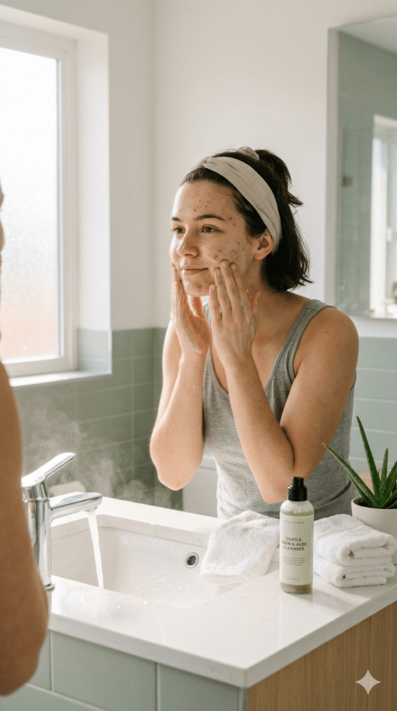 Clean face to remove acne naturally