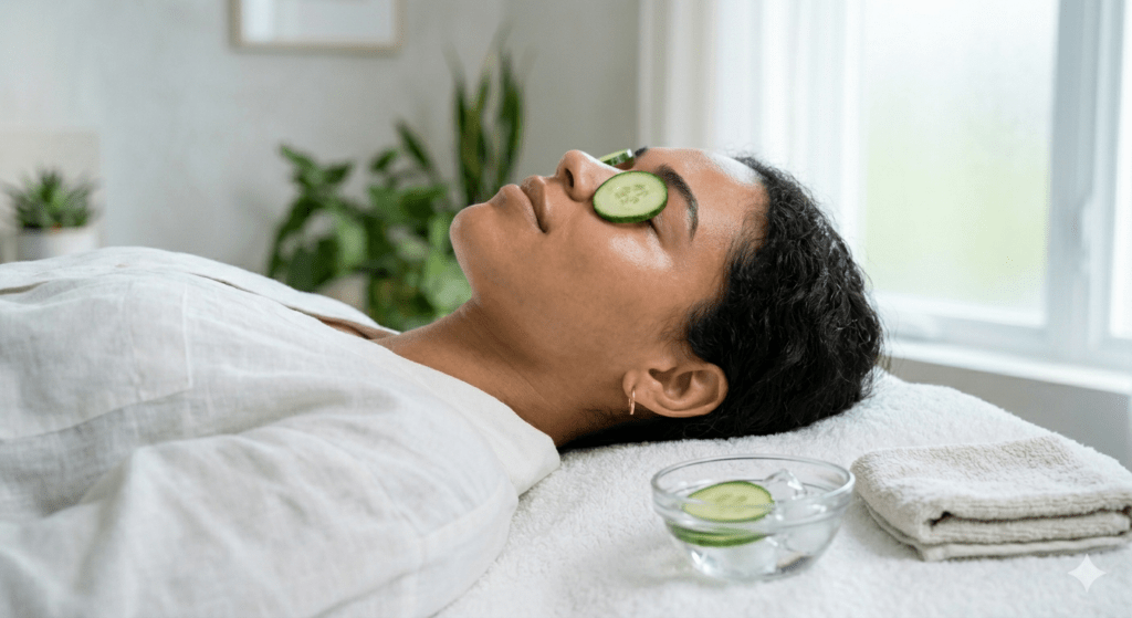 Cucumber slices to reduce dark circles fast